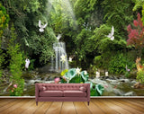 Avikalp MWZ2552 Waterfalls Trees Birds Flowers Plants Mountains Cranes Duck Birds Forest Deers Pond River Lake Water HD Wallpaper