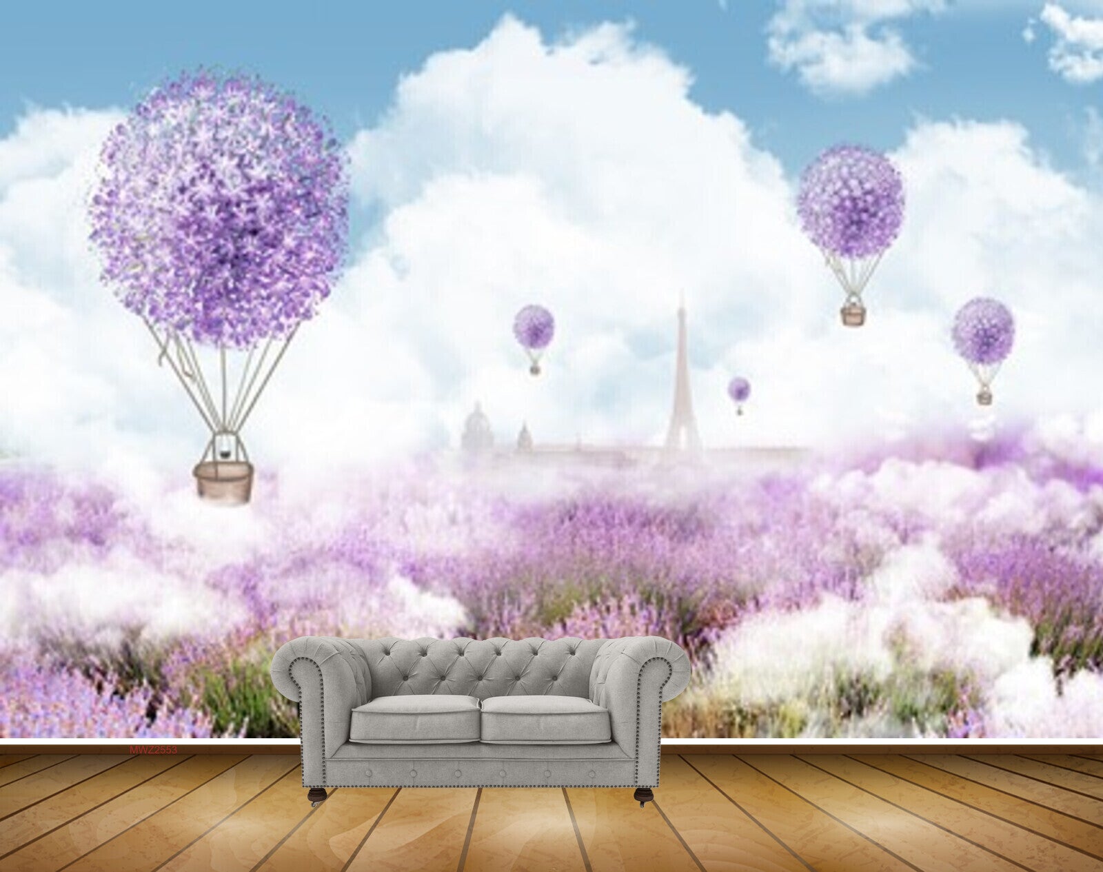 Avikalp MWZ2553 Clouds Purple Flowers Air Ballon Tower HD Wallpaper