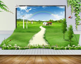 Avikalp MWZ2560 Rainbow Trees Birds Houses Sun Grass Garden Plants Wooden HD Wallpaper
