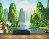 Avikalp MWZ2568 Trees Mountains Cranes Flowers Birds Water River Clouds Boat Duck HD Wallpaper
