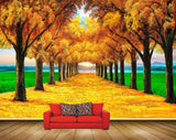 Avikalp MWZ2569 Orange Leaves Trees Grass Street Road Autumn HD Wallpaper