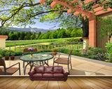 Avikalp MWZ2570 Trees Birds Table Chair House Mountains Plants HD Wallpaper