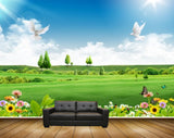 Avikalp MWZ2572 Trees Birds Flowers Clouds Butterflies Grass Plants Sun HD Wallpaper