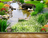 Avikalp MWZ2584 Flowers Plants Grass River Stones Pond Water HD Wallpaper