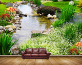 Avikalp MWZ2584 Flowers Plants Grass River Stones Pond Water HD Wallpaper