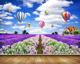 Avikalp MWZ2596 Clouds Air Ballon Purple White Flowers Houses Trees HD Wallpaper