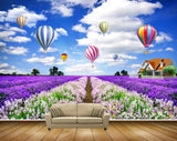 Avikalp MWZ2596 Clouds Air Ballon Purple White Flowers Houses Trees HD Wallpaper
