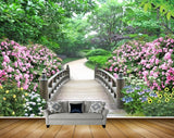 Avikalp MWZ2601 Trees Pink White Purple Yellow Flowers Park Wooden Garden HD Wallpaper