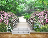 Avikalp MWZ2601 Trees Pink White Purple Yellow Flowers Park Wooden Garden HD Wallpaper
