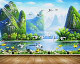 Avikalp MWZ2610 Mountains Birds River Lake Water Trees Cranes Flowers Plants Clouds Butterfly Boat HD Wallpaper