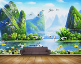 Avikalp MWZ2610 Mountains Birds River Lake Water Trees Cranes Flowers Plants Clouds Butterfly Boat HD Wallpaper
