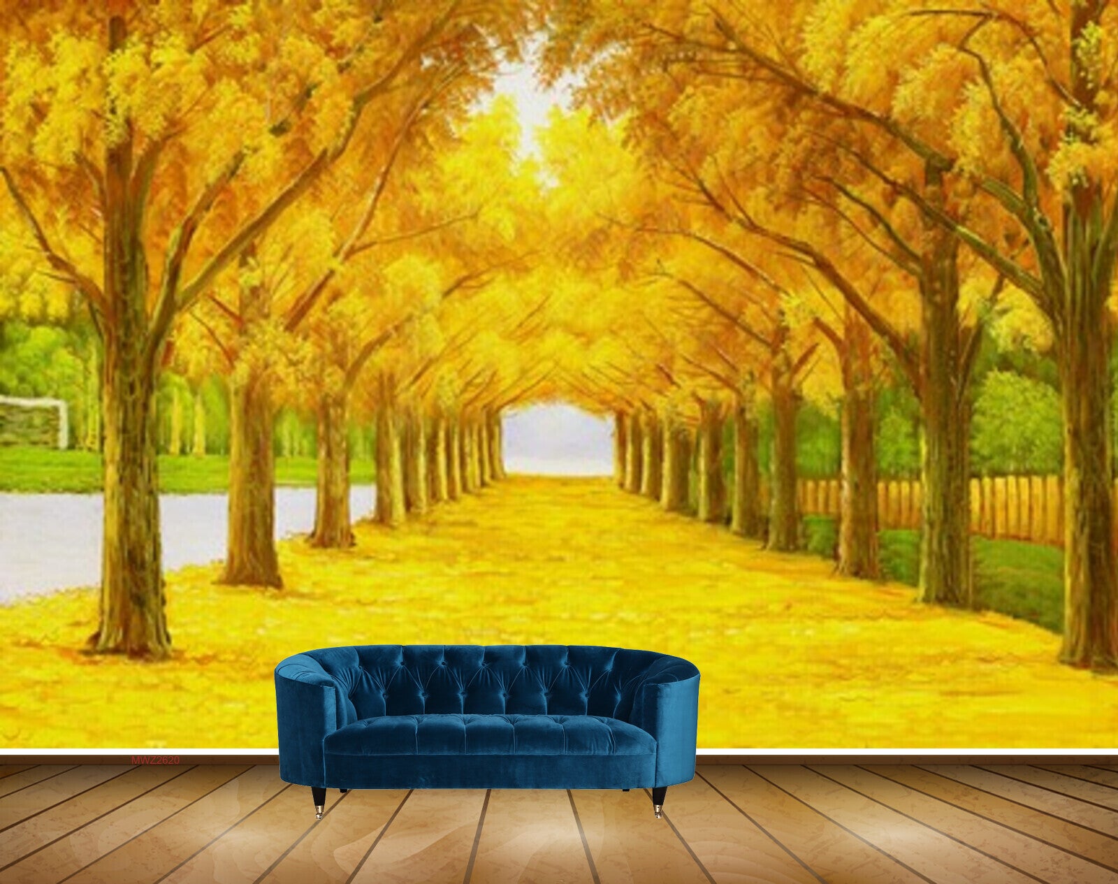 Avikalp MWZ2620 Trees Yellow Leaves Flowers Yellow Road HD Wallpaper