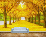 Avikalp MWZ2620 Trees Yellow Leaves Flowers Yellow Road HD Wallpaper