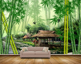 Avikalp MWZ2634 Bamboo Trees Hut Birds River Pond Water Leaves HD Wallpaper