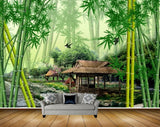 Avikalp MWZ2634 Bamboo Trees Hut Birds River Pond Water Leaves HD Wallpaper