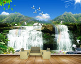 Avikalp MWZ2662 Waterfalls Sun Birds Cranes Mountains Stones Flowers River Lake Water Leaves HD Wallpaper
