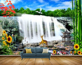 Avikalp MWZ2672 Waterfalls Flowers Sunflowers Deers Stones Water RIver Lake Pond Cranes HD Wallpaper