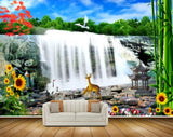 Avikalp MWZ2672 Waterfalls Flowers Sunflowers Deers Stones Water RIver Lake Pond Cranes HD Wallpaper