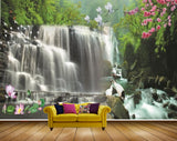 Avikalp MWZ2674 Waterfalls Cranes Flowers Trees Herones Boat Duck Plants River Lake Pond Water HD Wallpaper