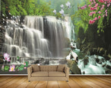 Avikalp MWZ2674 Waterfalls Cranes Flowers Trees Herones Boat Duck Plants River Lake Pond Water HD Wallpaper