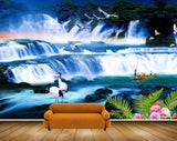 Avikalp MWZ2680 Waterfalls Cranes Rose Flowers Plants Birds Boat Mens River Lake Pond Water Stones HD Wallpaper