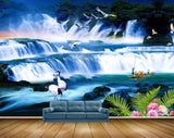Avikalp MWZ2680 Waterfalls Cranes Rose Flowers Plants Birds Boat Mens River Lake Pond Water Stones HD Wallpaper