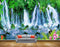 Avikalp MWZ2681 Waterfalls Pink Flowers Cranes Duck Birds Trees Plants Stones River Lake Pond Water HD Wallpaper