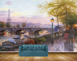 Avikalp MWZ2684 City Tower Trees River Boat Bridge Lamps Sky Men Dog Cat Painting HD Wallpaper
