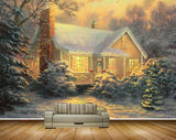Avikalp MWZ2693 House Trees Leaves Snow Plants Window Light Painting HD Wallpaper