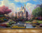 Avikalp MWZ2707 Rainbow Temple Trees Ponds Water Duck Plants Grass Garden Deers Lamps Clouds Painting HD Wallpaper