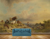 Avikalp MWZ2726 Clouds Cows Trees Man Goat Pond Grass Painting HD Wallpaper