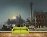 Avikalp MWZ2727 Monuments River Lake Water People Trees Moonlight Night Dogs Painting HD Wallpaper
