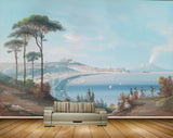 Avikalp MWZ2729 Trees Sky Mountains People Sea Birds Water Ocean Beach Boats Buildings Painting HD Wallpaper