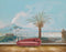 Avikalp MWZ2730 Coconut Trees Sky Clouds Buildings Grass City Buildings Sea Boats Water Ocean Painting HD Wallpaper