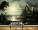 Avikalp MWZ2741 Sun Clouds Trees River Water Boat People Plateau Painting HD Wallpaper