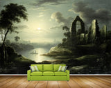 Avikalp MWZ2741 Sun Clouds Trees River Water Boat People Plateau Painting HD Wallpaper