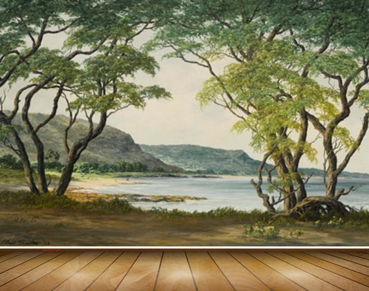 Avikalp MWZ2744 Trees Mountains River Water Sand Painting HD Wallpaper