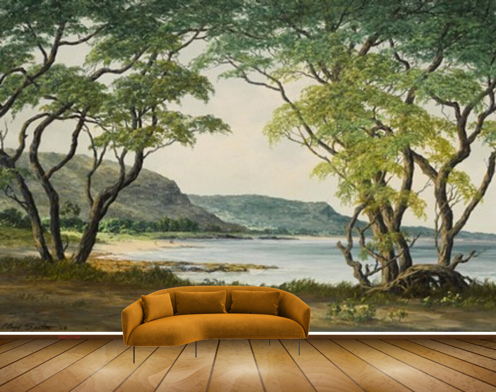 Avikalp MWZ2744 Trees Mountains River Water Sand Painting HD Wallpaper
