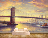 Avikalp MWZ2747 Clouds Bridge Buildings Ship River Water Painting HD Wallpaper
