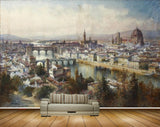 Avikalp MWZ2748 Buildings River Water Trees Bridge City Painting HD Wallpaper