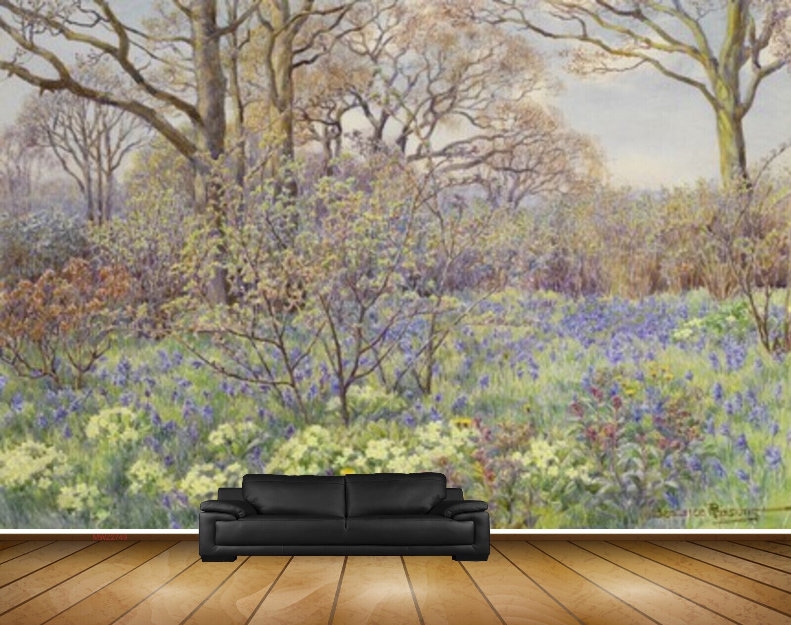Avikalp MWZ2749 Trees Grass Leaves Flowers Branches Painting HD Wallpaper