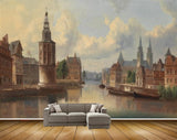 Avikalp MWZ2757 Clouds Buildings Rivers Water Trees Boats Painting HD Wallpaper