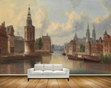 Avikalp MWZ2757 Clouds Buildings Rivers Water Trees Boats Painting HD Wallpaper