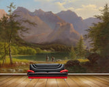 Avikalp MWZ2761 Clouds Mountains Trees Grass Stones People River Lake Pond Water Painting HD Wallpaper