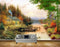 Avikalp MWZ2807 Bamboo Trees House Ducks Boat Grass Wooden Mountains Stones Painting HD Wallpaper