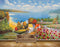 Avikalp MWZ2829 Clouds Mountains Birds Houses Flowers Grass Plants Sea River Lake Water Beach Boats Painting HD Wallpaper
