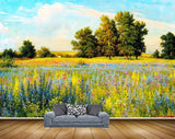 Avikalp MWZ2846 Trees Clouds Flowers Plants Grass Garden Painting HD Wallpaper