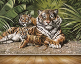 Avikalp MWZ2848 Tigers Animals Family Leaves Stones Plants Painting HD Wallpaper