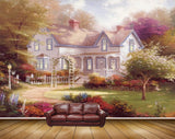 Avikalp MWZ2849 Trees House Grass Flowers Garen Off Road Lamps Clouds Painting HD Wallpaper