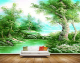 Avikalp MWZ2862 Trees Lake RIver Pond Water Grass Sky Stones Painting HD Wallpaper